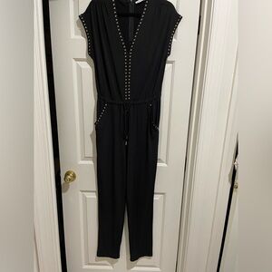 Calvin Klein black jumpsuit with gold button details. Sz 8